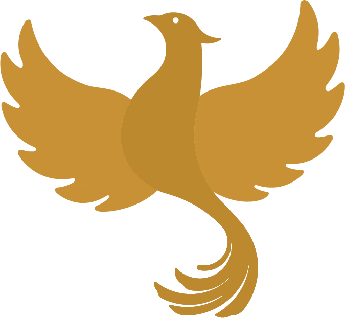 The KAIDORA phoenix, the brand symbol, in gold